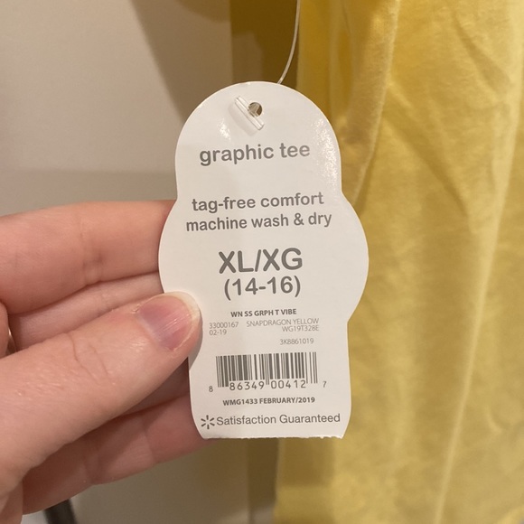 New Girls X-Large XL T-Shirt Tee Top Shirt Yellow “Good Vibes” Rainbow - Picture 9 of 9